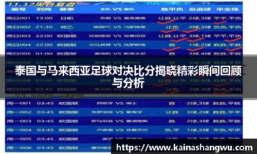 泰国与马来西亚足球对决比分揭晓精彩瞬间回顾与分析